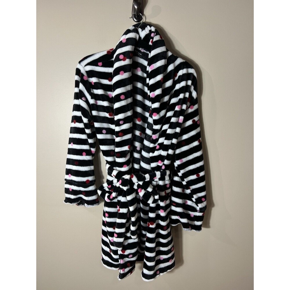 Kate Spade Robe Women’s Large Black White Striped Pink Red Polka Dots & Pockets